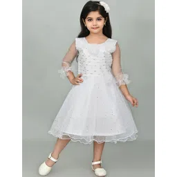 IKONIC FASHION Flutter Sleeve Net Fit & Flare Midi Dress-picture-28