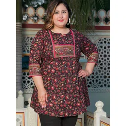 IKRASS Women Floral Printed V-Neck Pure Cotton Daily Kurti-picture-12