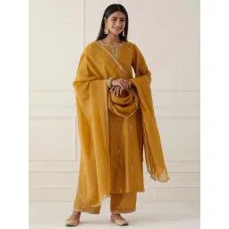 Ikshita Choudhary Mustard Sanjh Yellow Embroidered Kurta image 1