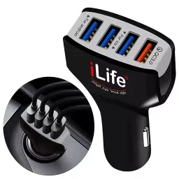iLife Universal 4 Port USB Car Charger, iLife Quick Charge With 3.0 36 W Power (Black)-picture-22
