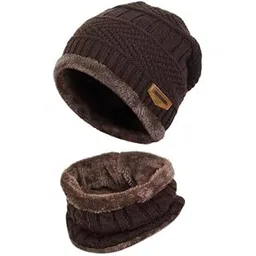 ilsha Winter Wear for Men and Women Winter Woolen Cap for Men Beanie Cap Winter Clothing Set for Women & Men. Scarf for Men and Women Neck Warmer Winter Clothes.-picture-21