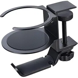 ILSMYSUTRA® 2 in 1 Headphone Hanger Cup Holder Headphone Clamp Hook Cable Clip Black-picture-25