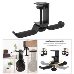 ILSMYSUTRA® Aluminum Headset Dual Headphone Under Desk Hook Clip Holder Stand Black image 2