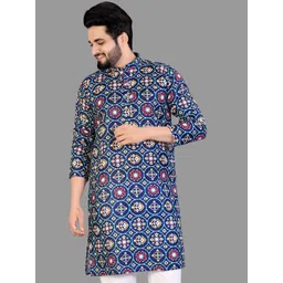 IMAGO Ethnic Motifs Printed Mandarin Collar Cotton Straight Kurta image 4