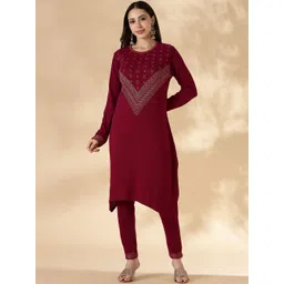 IMARA Women Ethnic Motifs Regular Kurta with Trousers-picture-14