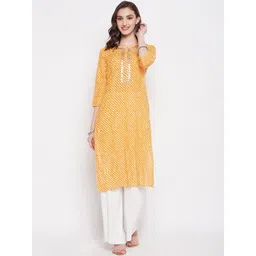 Imfashini Leheriya Printed Gotta Patti Straight Cotton Kurta-picture-30