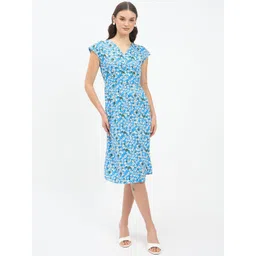 Imfashini Women Floral Printed V-Neck A-Line Dress-picture-31