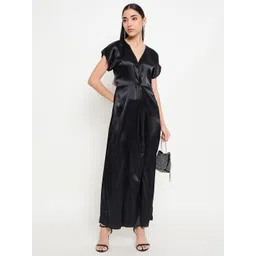 Imfashini Women Kimono Sleeve Satin A-Line Midi Dress-picture-38