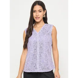Imfashini Women Woven Self Design V-Neck Lace Top-picture-27