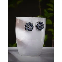 Imli Street Blue Silver Tone Stone-Studded Handcrafted Drop Earrings-picture-46