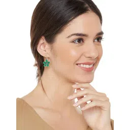 Imli Street Green & Silver Drop Earrings-image-44