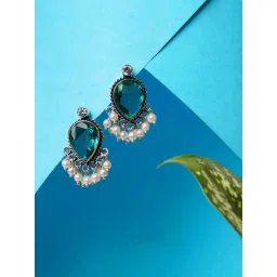 IMLI STREET Green & White Classic Design Crystal Stud Earrings-picture-25