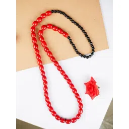 IMLI STREET Red & Black Ethnic Tribal Handmade Resin Beaded Long Necklace-image-25