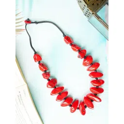 IMLI STREET Red & Black Ethnic Tribal Handmade Resin Beaded Necklace-image-24