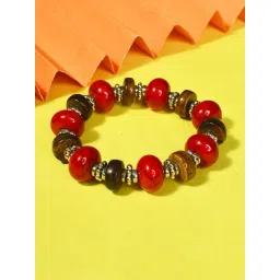 IMLI STREET Red & Brown, Silver Artificial Beaded Stretchable Bracelet for Women-picture-26
