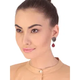 Imli Street Red & Golden Drop Earrings-image-33