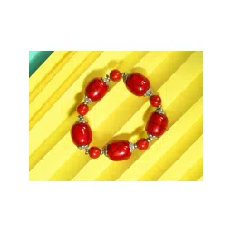 IMLI STREET Red & Silver Artificial Stone Stretchable Bracelet for Women-image-35