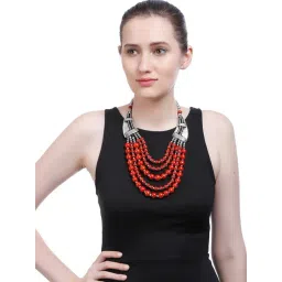 IMLI STREET Red & Silver Ethnic Naga Tribal Handmade Beaded Necklace-image-28