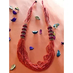 Imli Street Red Golden Long Beaded Handcrafted Necklace-picture-38