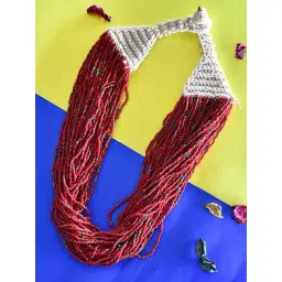 Imli Street Red Long Beaded Handcrafted Necklace-picture-40