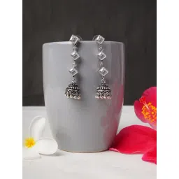 IMLI STREET Silver Classic Design Crystal Jhumki Earrings-picture-18