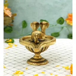 imli street Snake Shivling Gold Brass Idol Shank-picture-24