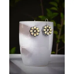 Imli Street Yellow Silver Tone Stone-Studded Handcrafted Drop Earrings-picture-39