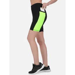 IMPERATIVE Women Black & Fluorescent Green Slim Fit Cycling Biker Shorts-picture-33