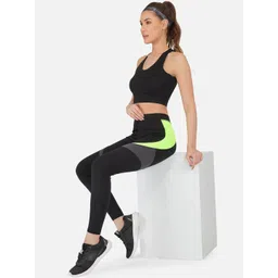 IMPERATIVE Women Black & Neon Solid Tights-picture-18