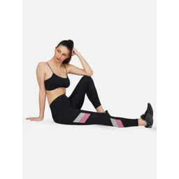 IMPERATIVE Women Black Solid Slim Fit Mid-Rise Dry Fit Tights with Side Striped image 4