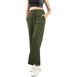 imperative Women High Waist Regular Fit Cotton Flared Trackpant Pack of 1. Olive Green, Medium-picture-31