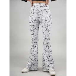 IMPERATIVE Women Printed Relaxed Flared High-Rise Easy Wash Trousers-picture-12