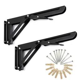 Implemental 2 Pcs 12 inch Mild Steel Brown Folding Brackets Set for Wall Shelf-picture-18