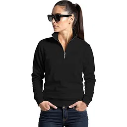 Imsa Moda Women Solid Fleece Half Zip Sweatshirt-picture-35