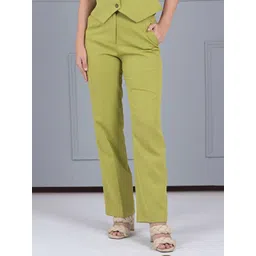 IN ANY MANNER Women Relaxed Straight Leg Straight Fit High-Rise Trousers-picture-23