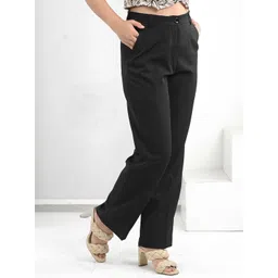 IN ANY MANNER Women Relaxed Straight Leg Straight Fit High-Rise Trousers-picture-24
