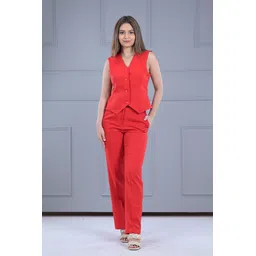 in any manner Women Waistcoat and trouser set For women Solid Suit-picture-22