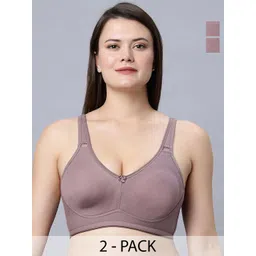 In Care Women Pack of 2 Full Coverage Non Padded Pure Cotton T-shirt Bra-picture-33