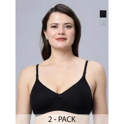 In Care Women Pack of 2 Full Coverage Non Padded seamless Pure Cotton T-shirt bra-picture-28