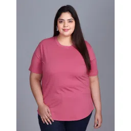 IN Love Women Plus Size Solid Round Neck Cotton T-shirt-picture-27