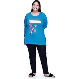 in love Women's Graphic Print Cotton Round Neck Full Sleeve Plus Size T-Shirt with Pyjama Set-picture-19
