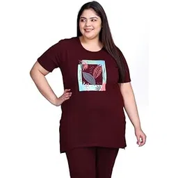in love Women's Plus Size Cotton Mid Length Chest Print T-Shirt with Pocket-picture-48
