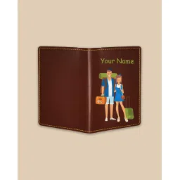 in voguish Customized Couple Passport Cover – Personalized Leather Passport Holder with Name | Travel Passport Wallet for Men & Women | Cute Couple Travel Design image 1