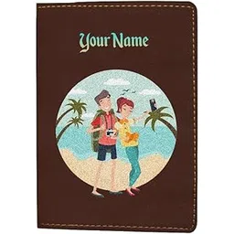in voguish Customized Passport Cover for Women & Men – Personalized Leather Passport Holder with Name Print | Travel Couple Beach Design | Gift for Travelers-picture-11