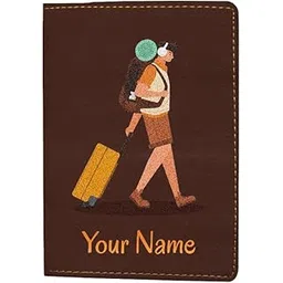 in voguish Customized Passport Cover for Women & Men – Personalized Leather Passport Holder with Name Print | Traveler with Luggage Design | Gift for Travel Lovers-picture-25