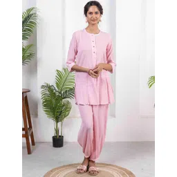 INAAYA JAIPUR Embroidered Pure Cotton Tunic With Trousers Co-Ords-picture-17