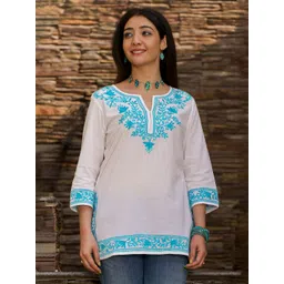 INAAYA JAIPUR Ethnic Motifs Embroidered Thread Work Pure Cotton Kurti-picture-39