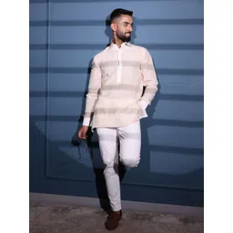 INAAYA JAIPUR Men Solid Opaque Semiformal Linen Shirt-picture-17