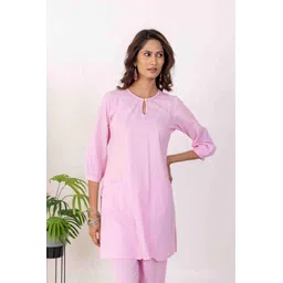 INAAYA JAIPUR Zari Embroidered Pure Cotton Tunic & Palazzo Co-Ords-picture-33