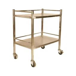 Inaithiram MSIT2RPU 50-100kg 610x457x914mm Mild Steel Ivory 9010 Instrument Trolley with 360 deg Swivel PU Wheels with Brake-picture-29